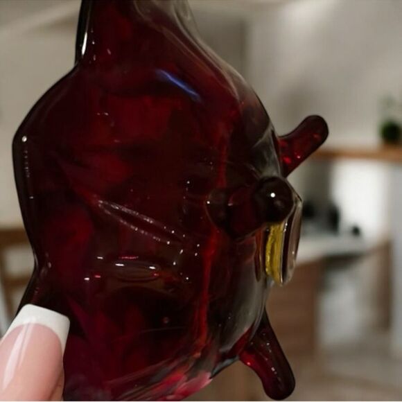 🍠Fenton Vintage Ruby Red Floral 3 Footed Candle Holder 🎉HOST PICK 🎉 - Picture 13 of 16